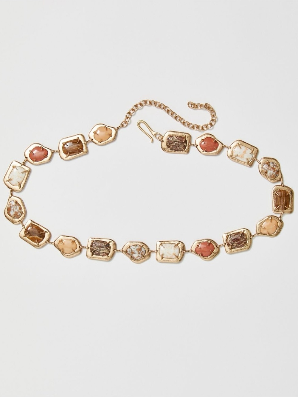 Free People Gold-Tone Multi-Stone Link Belt - Peach, Cream & Brown
